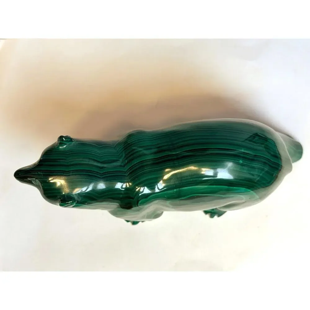 Super Large Malachite Bear Figurine | Green Carved Stone Crystal, Statue, Zaire
